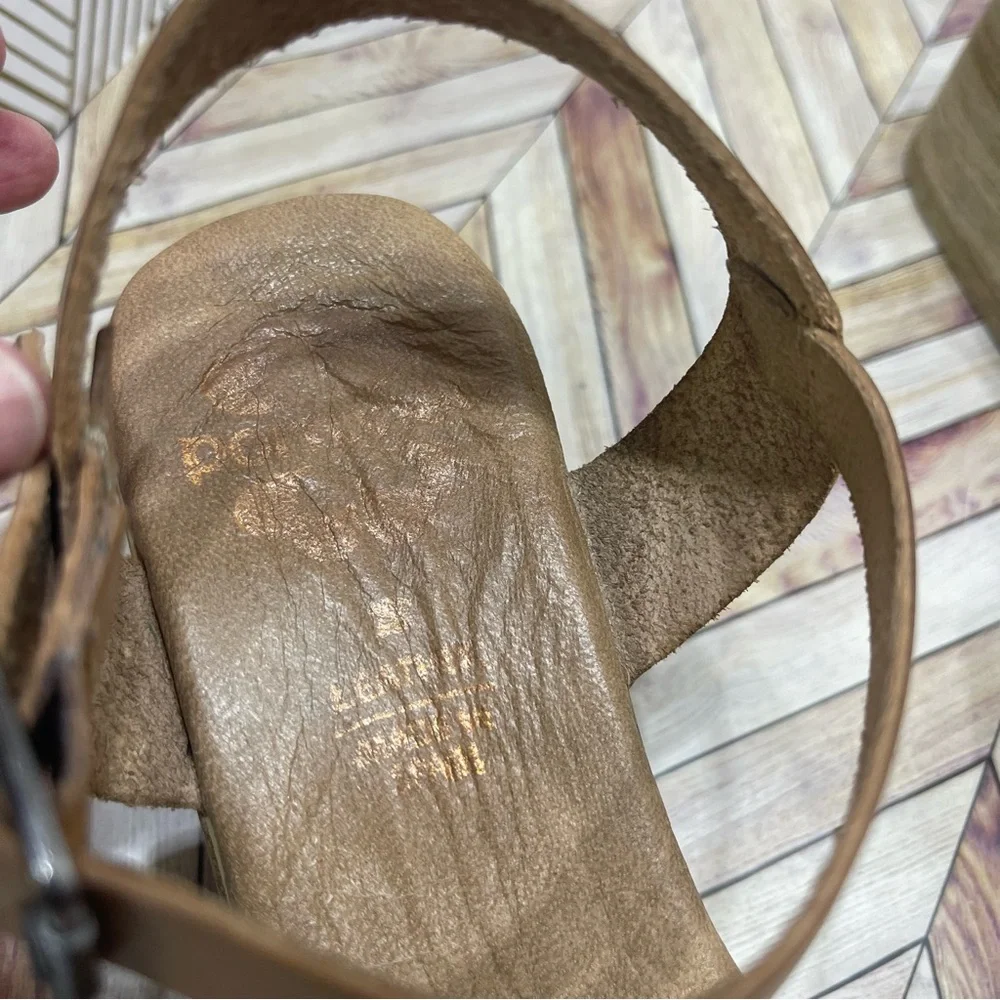 Porronet Blush Leather Sandal with Chunky Heels Size 7.5/38‎ sb